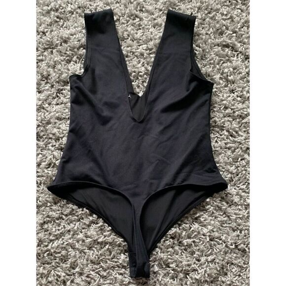 66 NWOT NEW Free People Intimately Keep It Sleek BLACK Bodysuit Tank Top sz M - Picture 6 of 7